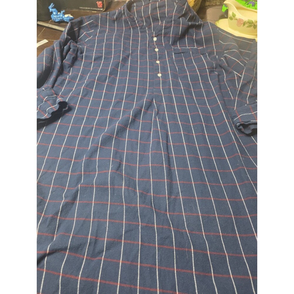 Noble Mount Blue Plaid Men's Night Shirt Pajamas Long Sleeve Size XL